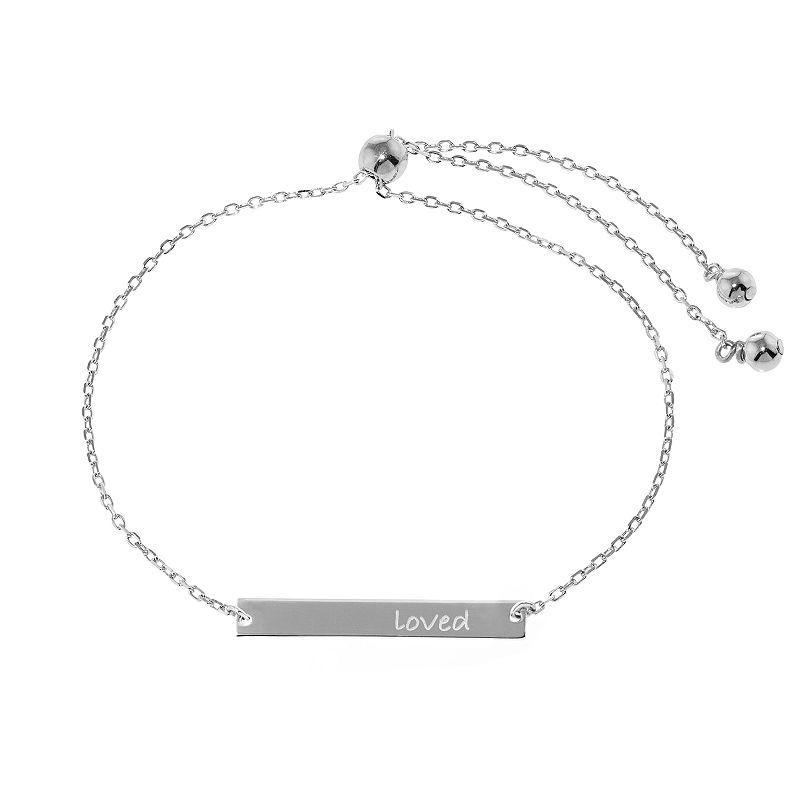 Sterling Silver Loved Bar Adjustable Bracelet, Womens Silver Tone Product Image