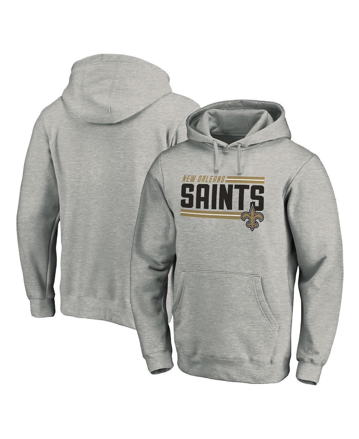 Men's Fanatics Branded Heathered Charcoal New Orleans Saints Big & Tall On Side Stripe Pullover Hoodie Product Image