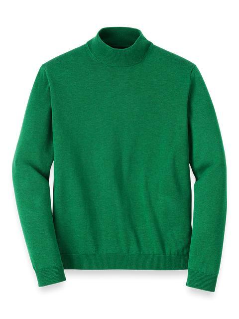 Supima Cotton Mock Neck Sweater - Blue Product Image