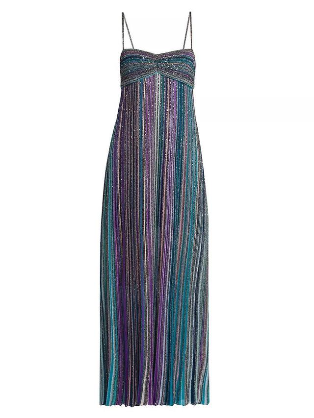 Embellished Metallic Striped Maxi Dress Product Image