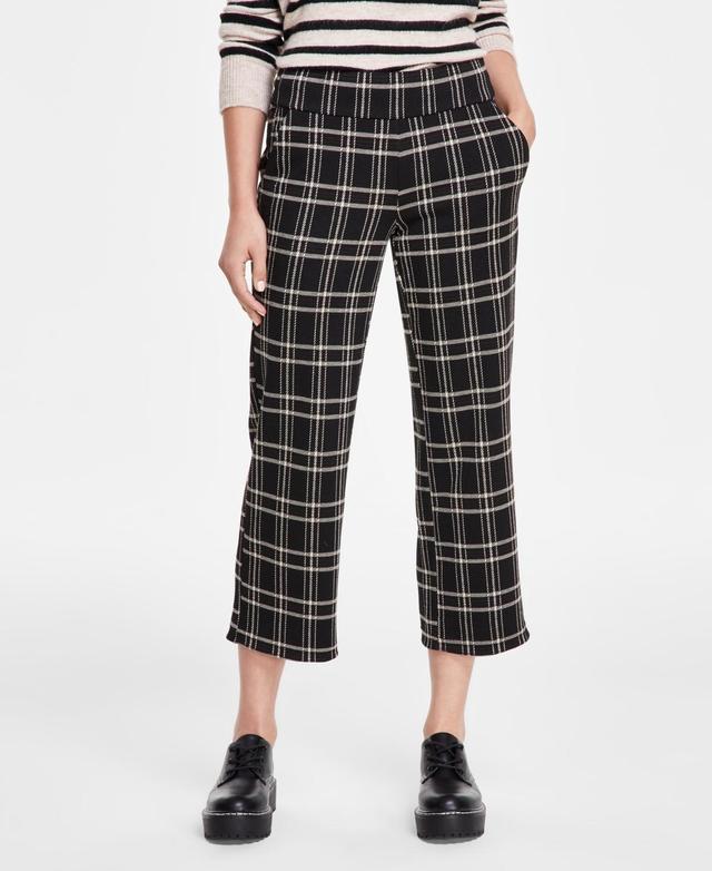 Liverpool Los Angeles Mabel Pull-On Ankle Straight Mid Rise Windowpane Plaid Knit Oatmeal Windowpane) Women's Dress Pants Product Image