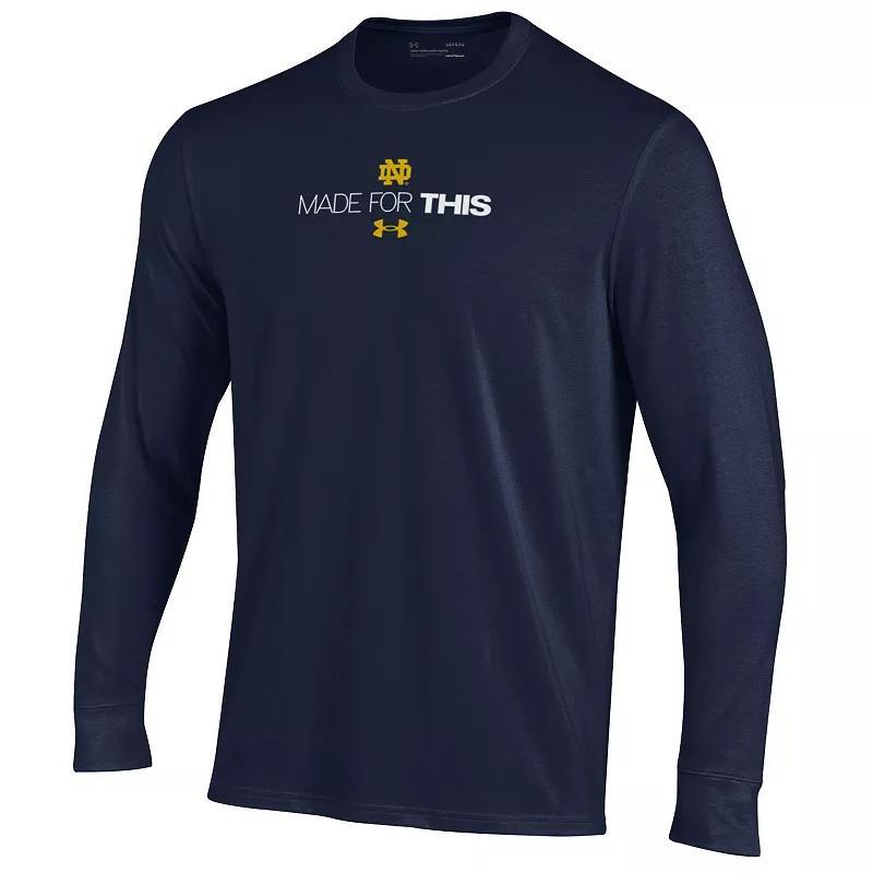 Mens and Womens Under Armour Navy Notre Dame Fighting Irish 2024 On-Court Bench Unity Performance Long Sleeve T-shirt Product Image