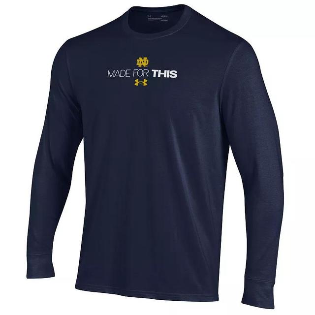 Mens Under Armour Notre Dame Fighting Irish 2024 On-Court Bench Unity Performance Long Sleeve Tee Blue Product Image