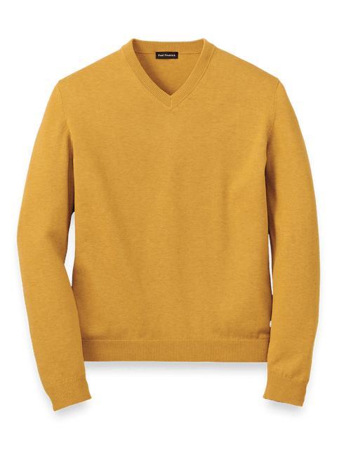 Supima Cotton V-neck Sweater - Mustard Product Image