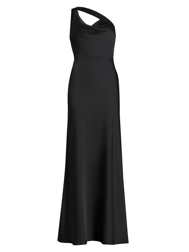 Womens Satin Asymmetric Cowlneck Gown Product Image