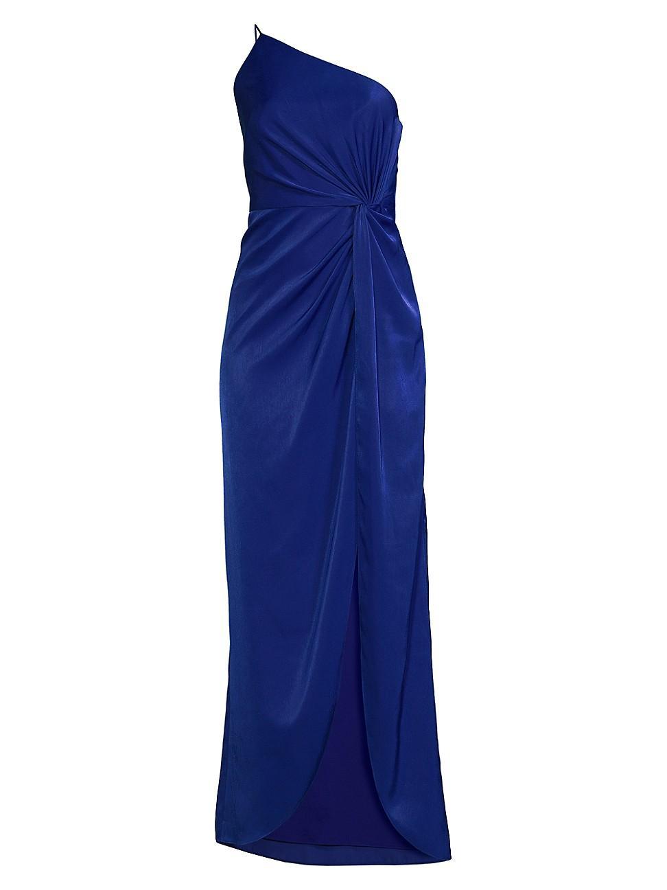 Womens Asymmetric Charmeuse Slit Gown Product Image