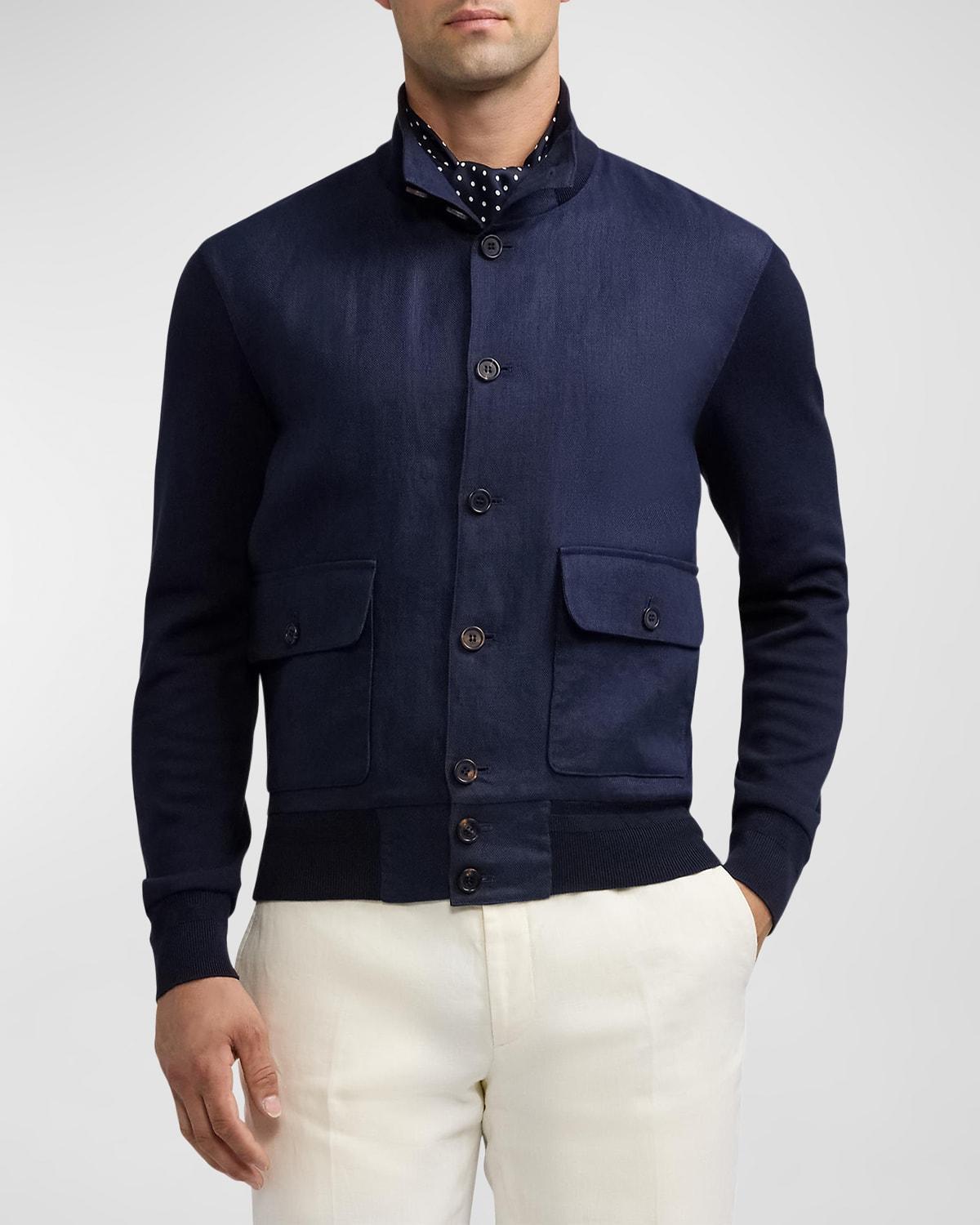 Mens Paneled Fine Knit Cardigan Product Image