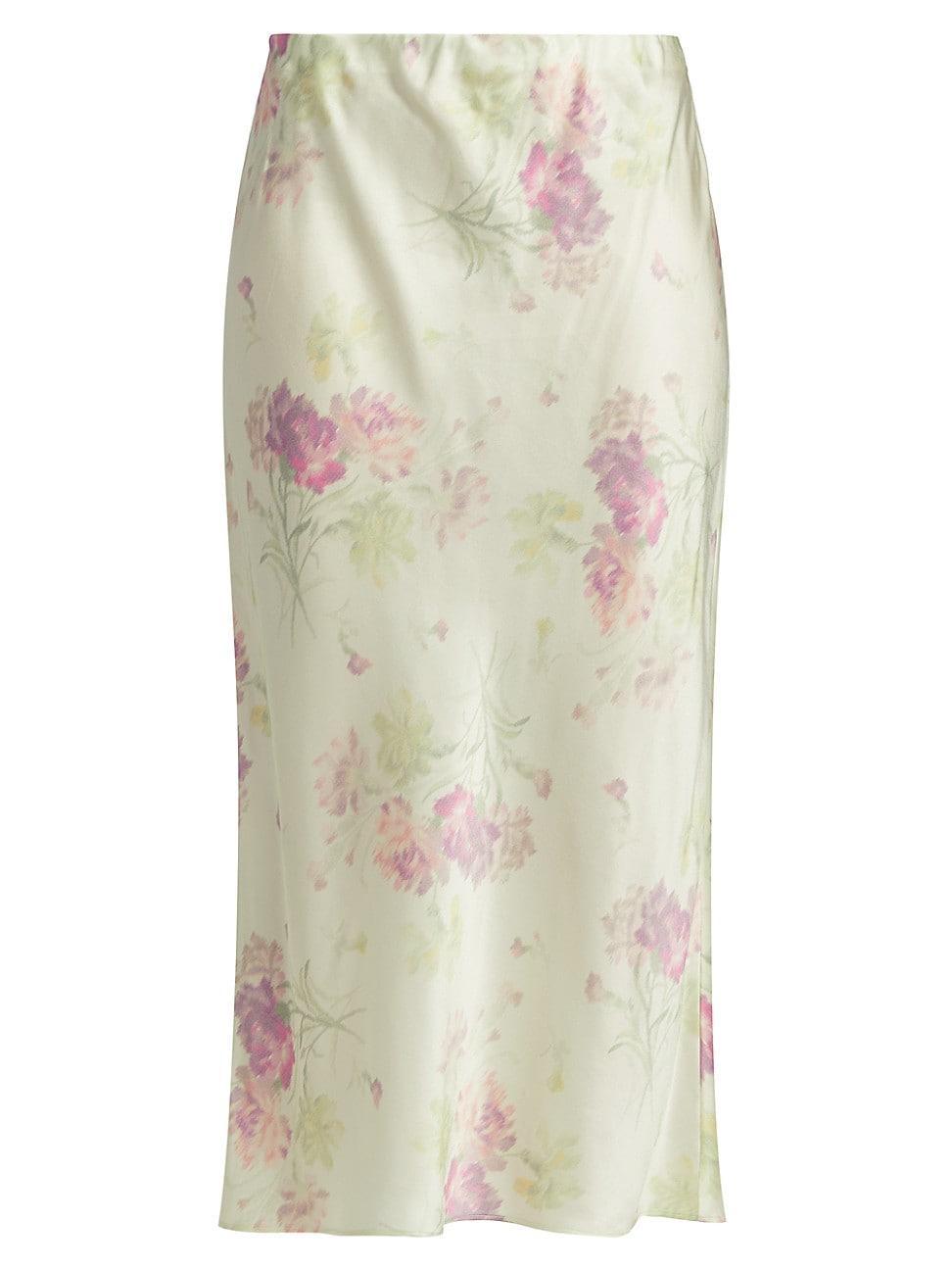 Womens Castle Floral Satin Midi-Skirt Product Image