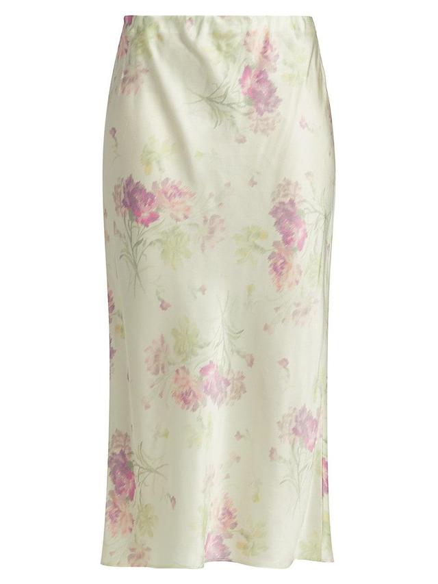 Womens Castle Floral Satin Midi-Skirt Product Image