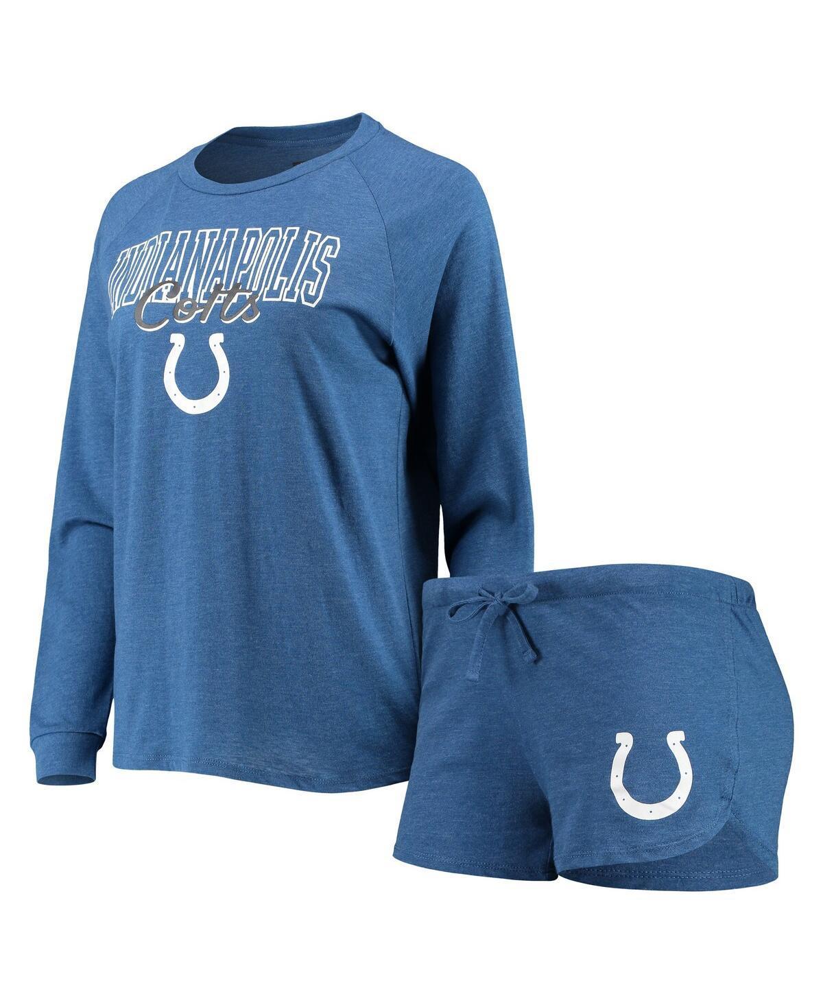 Womens Concepts Sport Royal Indianapolis Colts Meter Knit Long Sleeve Raglan Top & Shorts Sleep Set Product Image