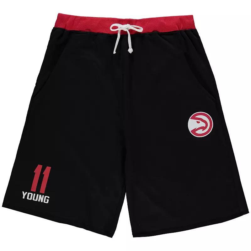 Mens Trae Young Black Atlanta Hawks Big and Tall French Terry Name and Number Shorts Product Image