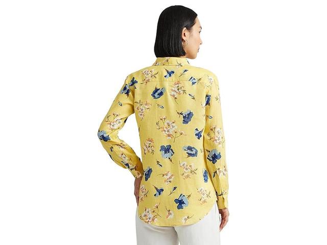 LAUREN Ralph Lauren Relaxed Fit Floral Linen Shirt Multi) Women's Clothing Product Image