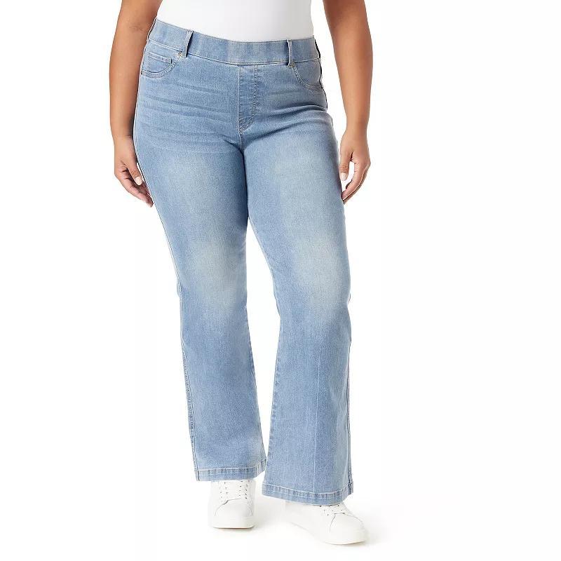 Plus Size Gloria Vanderbilt Shape Effect Pull On Flare Jeans, Womens Product Image