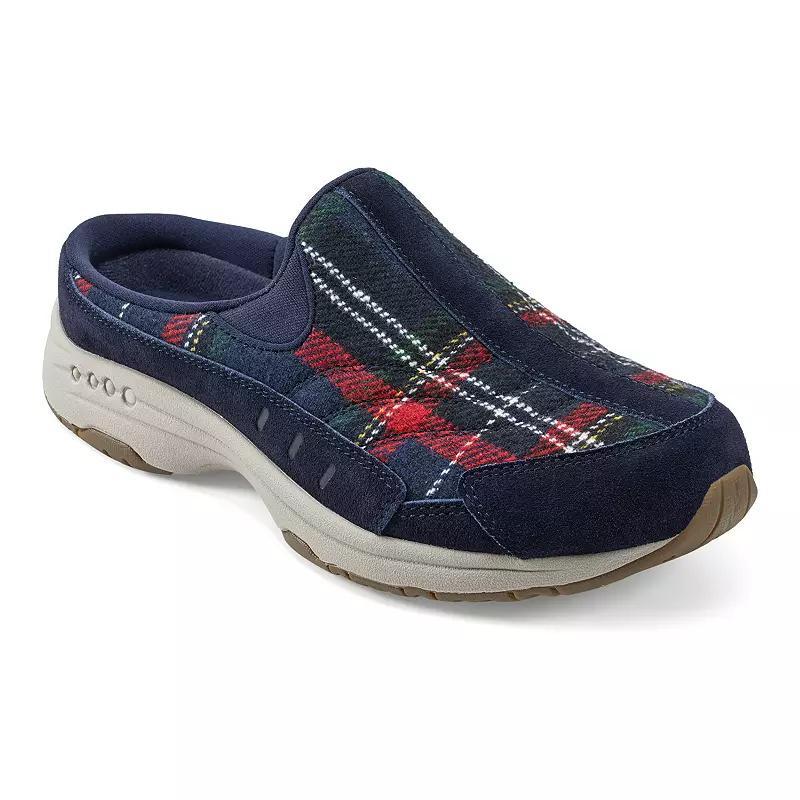 Easy Spirit Traveltime Womens Fashion Mules Blue Red Plaid Team Product Image