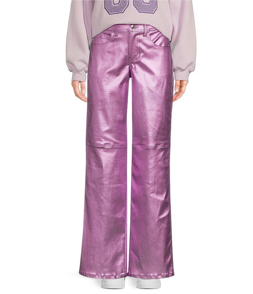 GB Shiny Metallic Coated Straight Leg Pants Product Image