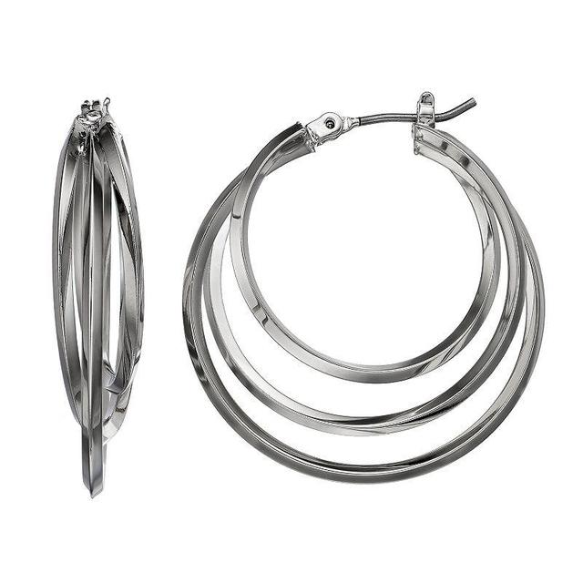 Simply Vera Vera Wang Tiered Nickel Free Triple Hoop Earrings, Womens, Tone Product Image