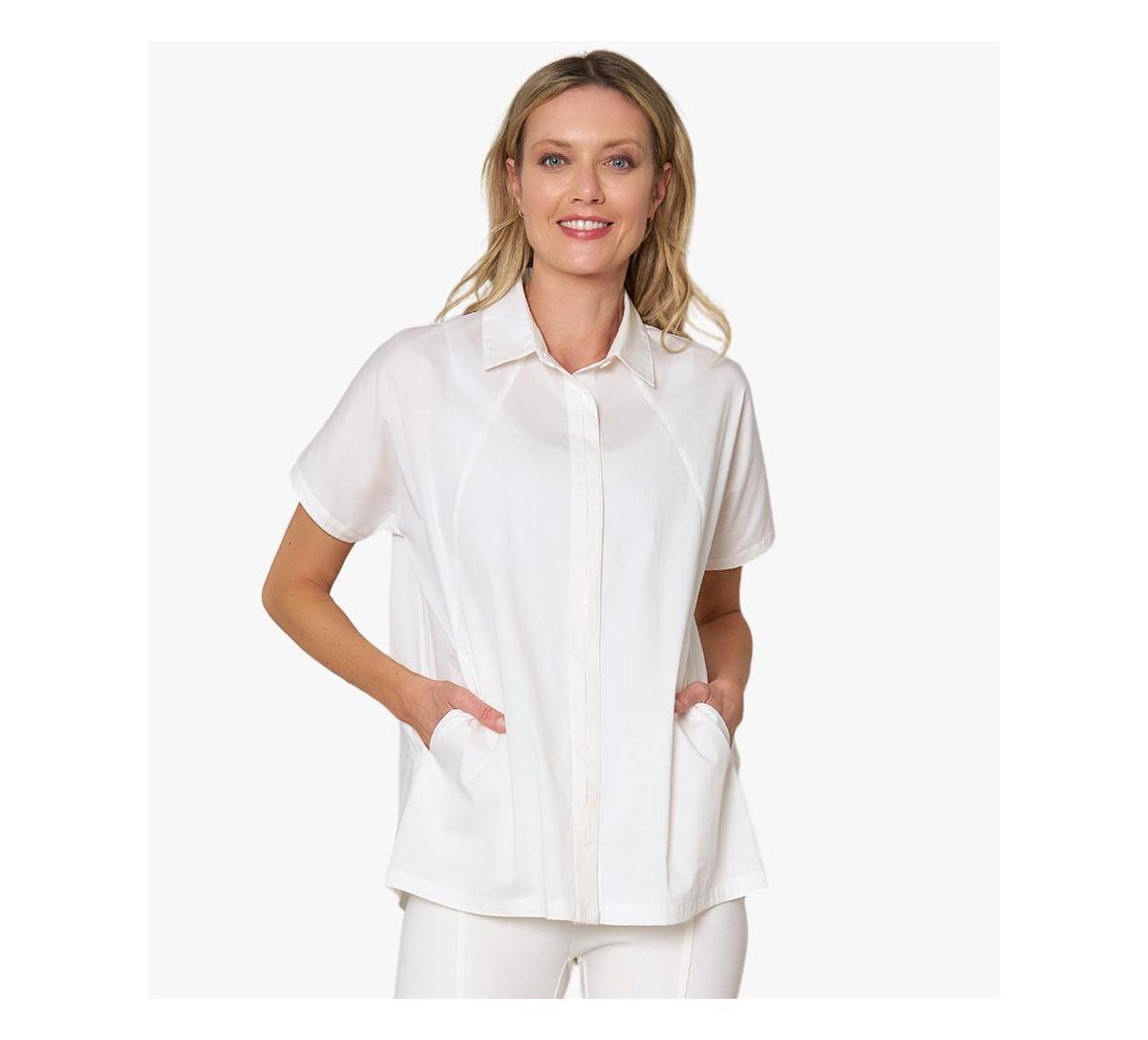 Stella Carakasi Womens Short Sleeve Button Front Cotton Poplin Fresh Start Shirt Product Image