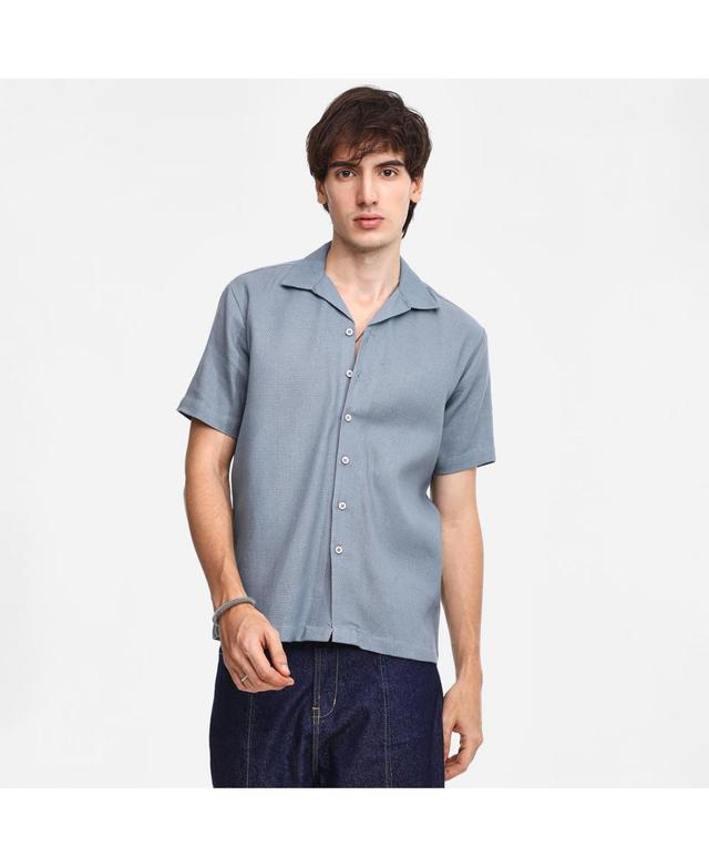 Campus Sutra Mens Cloud Grey Solid Resort Shirt Product Image