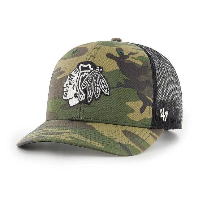 Mens 47 Camo/Black Chicago Blackhawks Trucker Snapback Hat Product Image