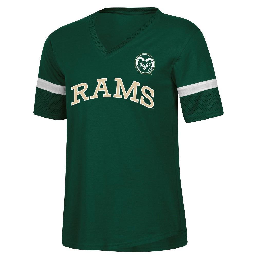 NCAA Colorado State Rams Womens Mesh Trim V-Neck T-Shirt Product Image