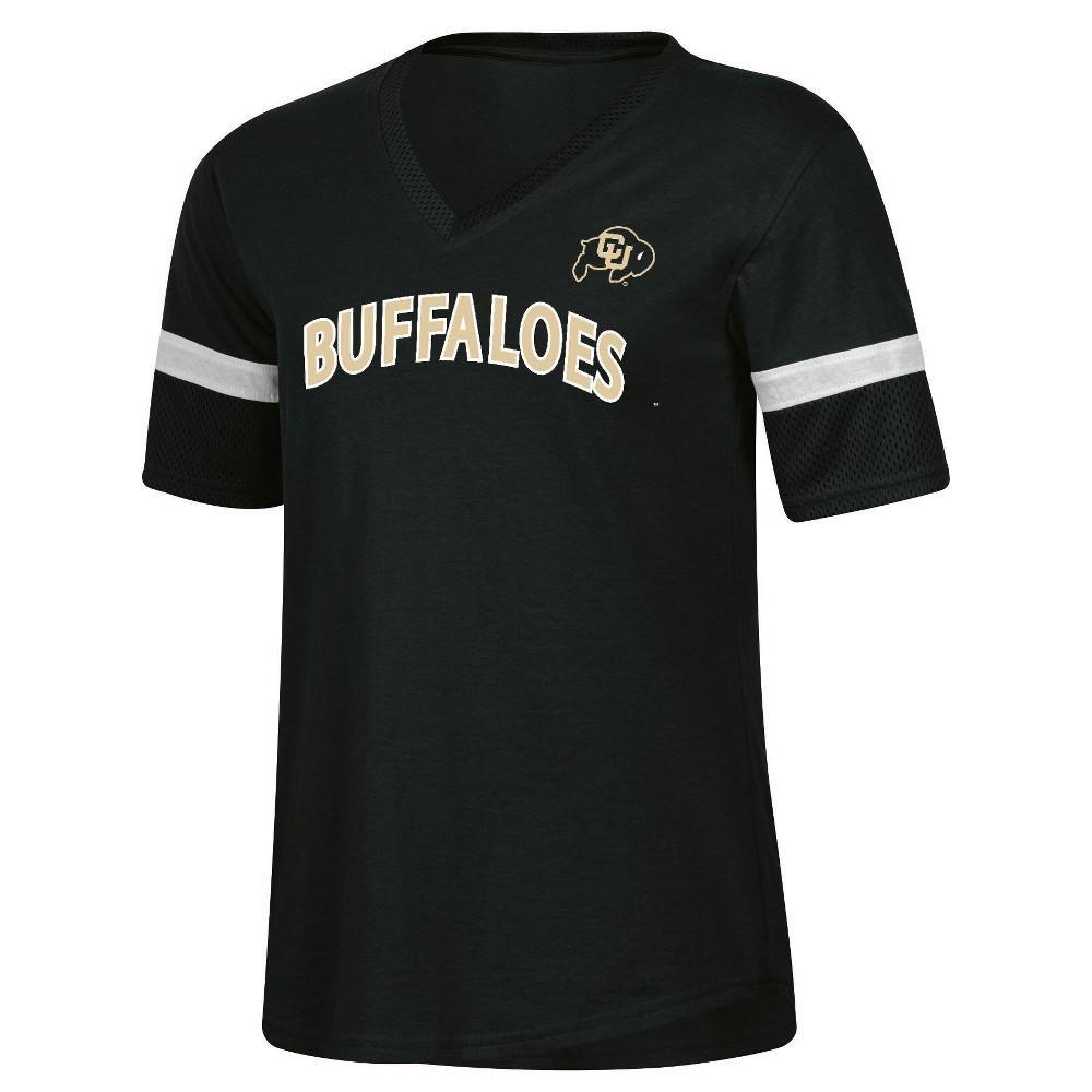 NCAA Colorado Buffaloes Womens Mesh Trim V-Neck T-Shirt Product Image