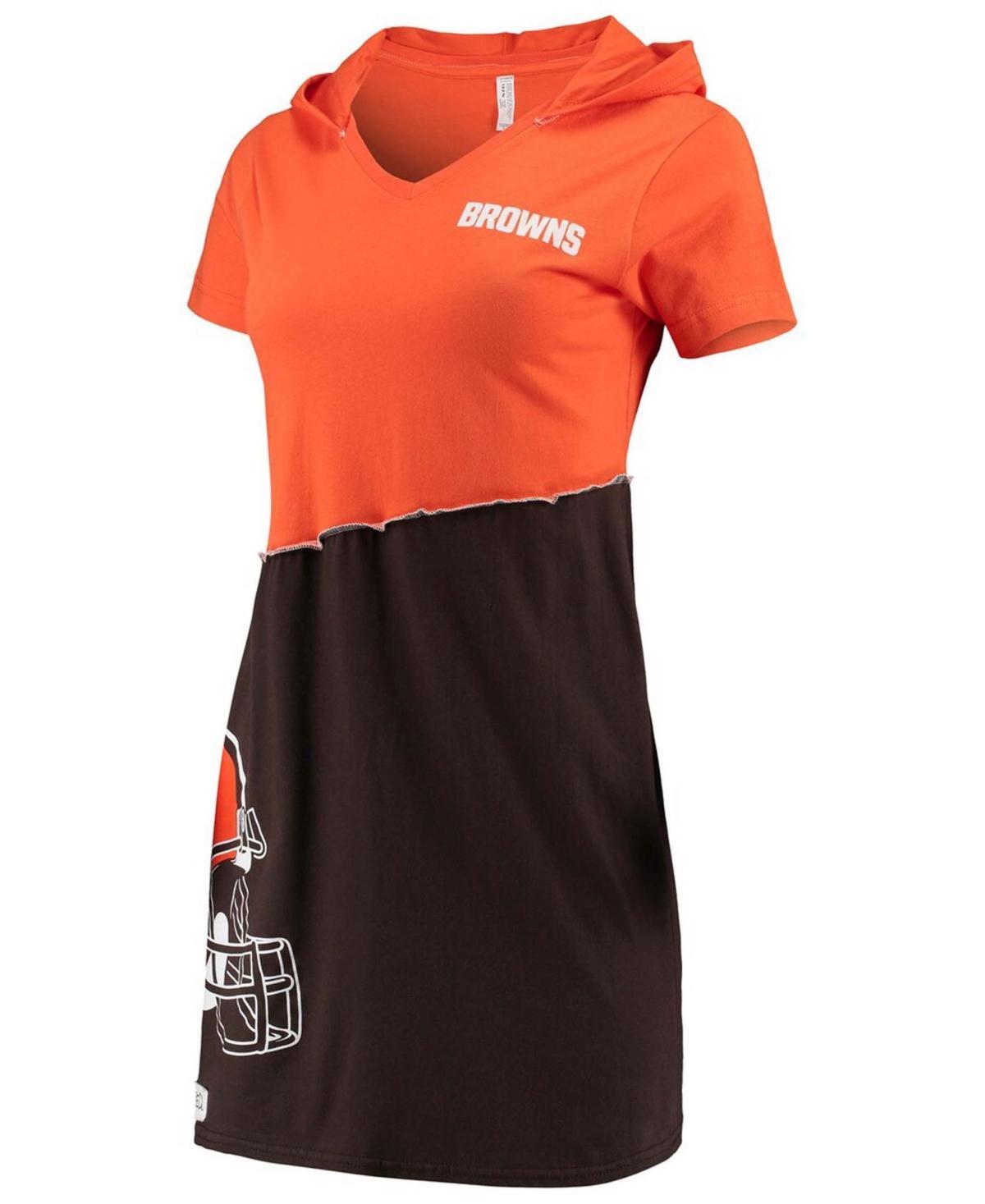 Womens Refried Apparel /Brown Cleveland Browns Sustainable Hooded Mini Dress Product Image