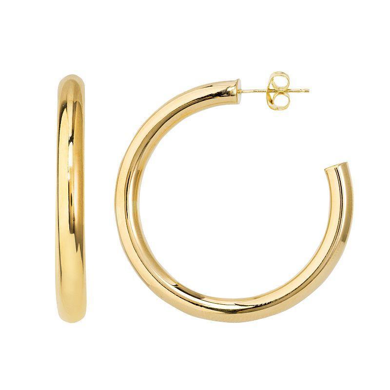 14k Gold Post Open Hoop Earrings, Womens, Yellow Product Image