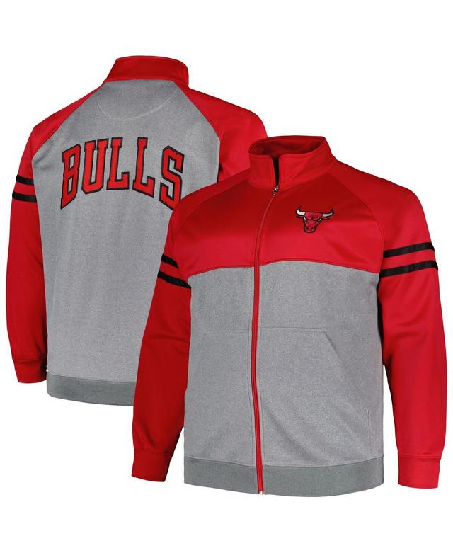 Mens Fanatics Red Chicago Bulls Big and Tall Pieced Stripe Raglan Full-Zip Track Jacket - Red Product Image