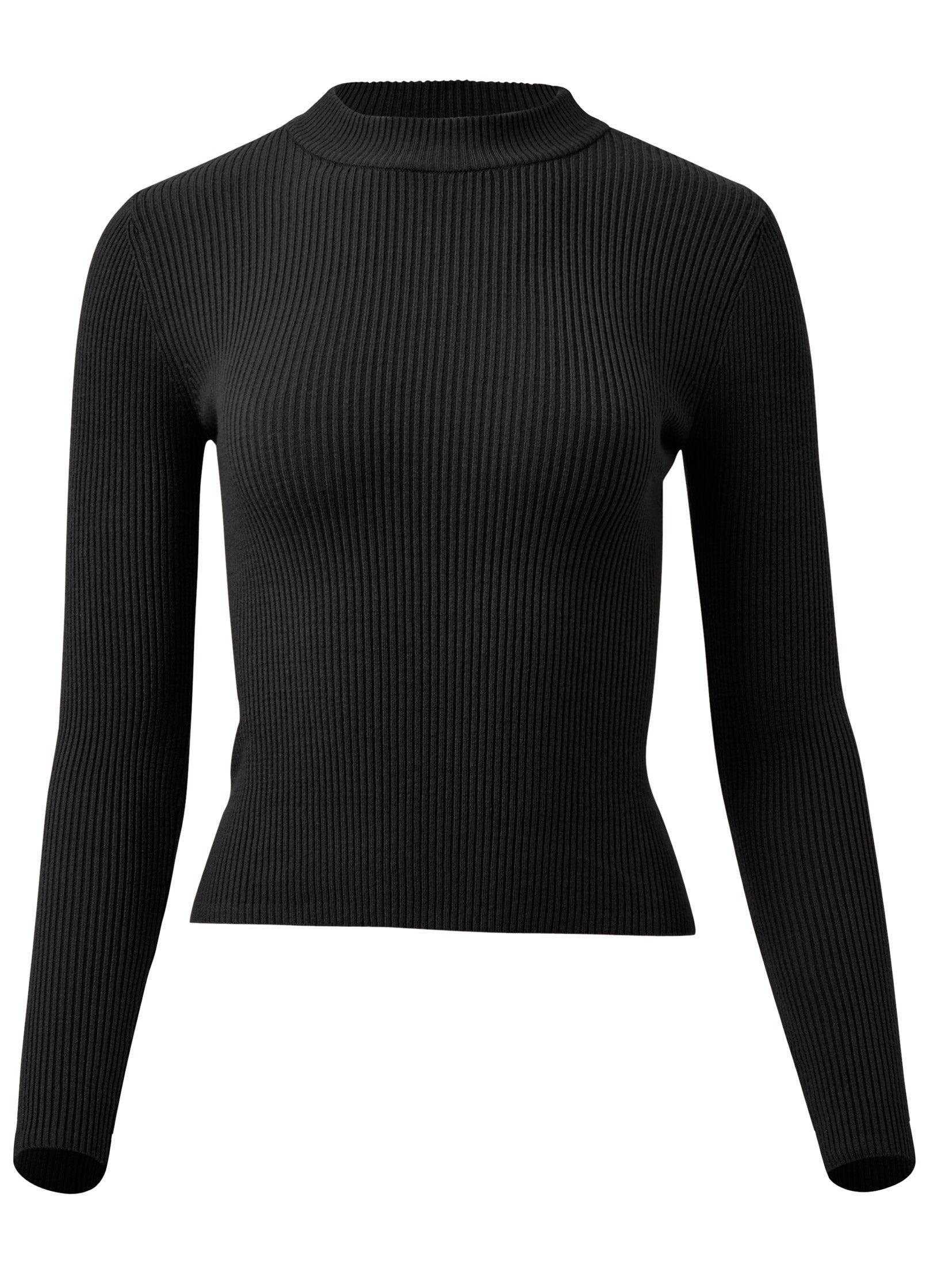 Ribbed Long Sleeve Top - Black product image