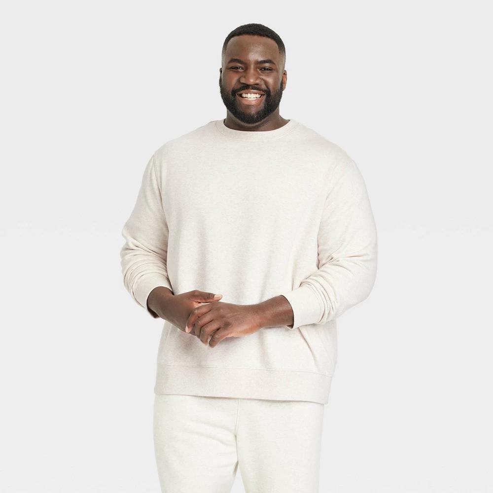 Mens Big & Tall Regular Fit Crewneck Pullover Sweatshirt - Goodfellow & Co Oatmeal XXLT Product Image