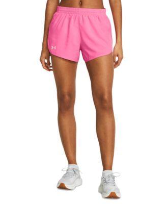 Under Armour Womens Fly By Mesh-Panel Running Shorts - Fluo Pink / Fluo Pink Product Image