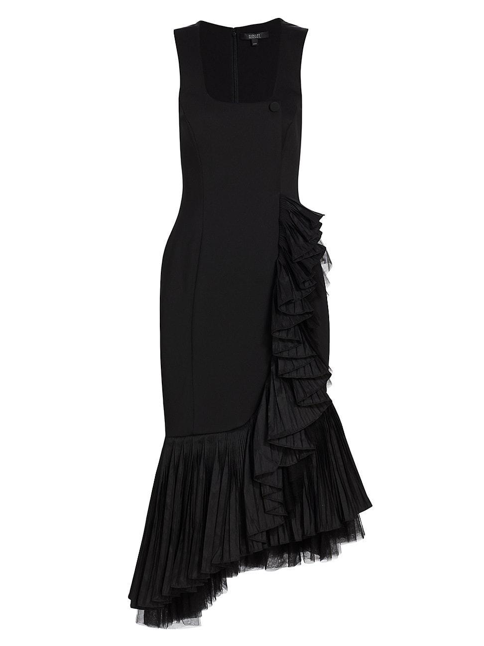 Womens Pleated Sleeveless Tulle Dress Product Image