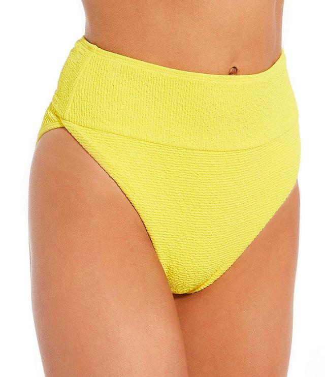 GB Solid Scrunchie Textured Wide Band High Waisted Swim Bottom Product Image