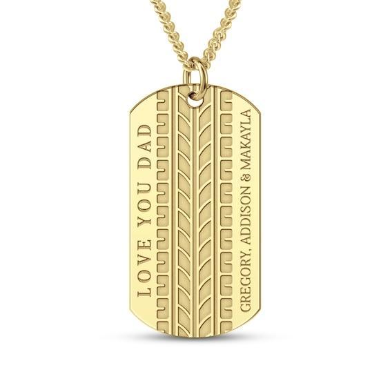 Men's Engravable Tire Tread Pattern Dog Tag Pendant (2 Lines) Product Image