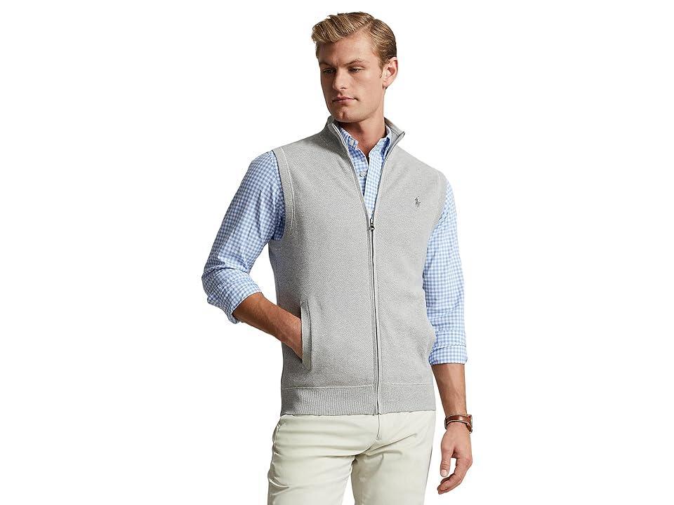 Polo Ralph Lauren Mesh-Knit Cotton Full-Zip Sweater Vest (Andover Heather) Men's Jacket Product Image