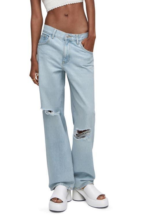 MANGO Ripped Knee Rigid Wide Leg Jeans product image