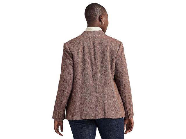 LAUREN Ralph Lauren Plus Size Herringbone Tweed Blazer (Light Burgundy Multi) Women's Clothing Product Image