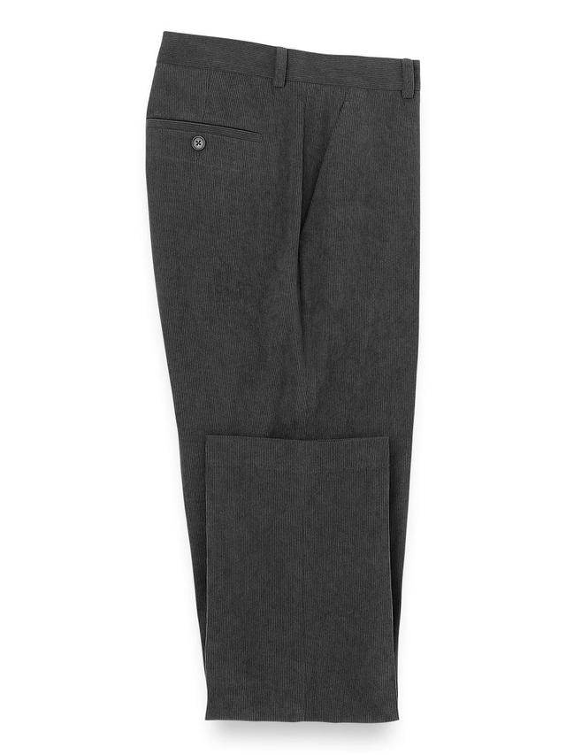 Corduroy Flat Front Pants - Charcoal Product Image