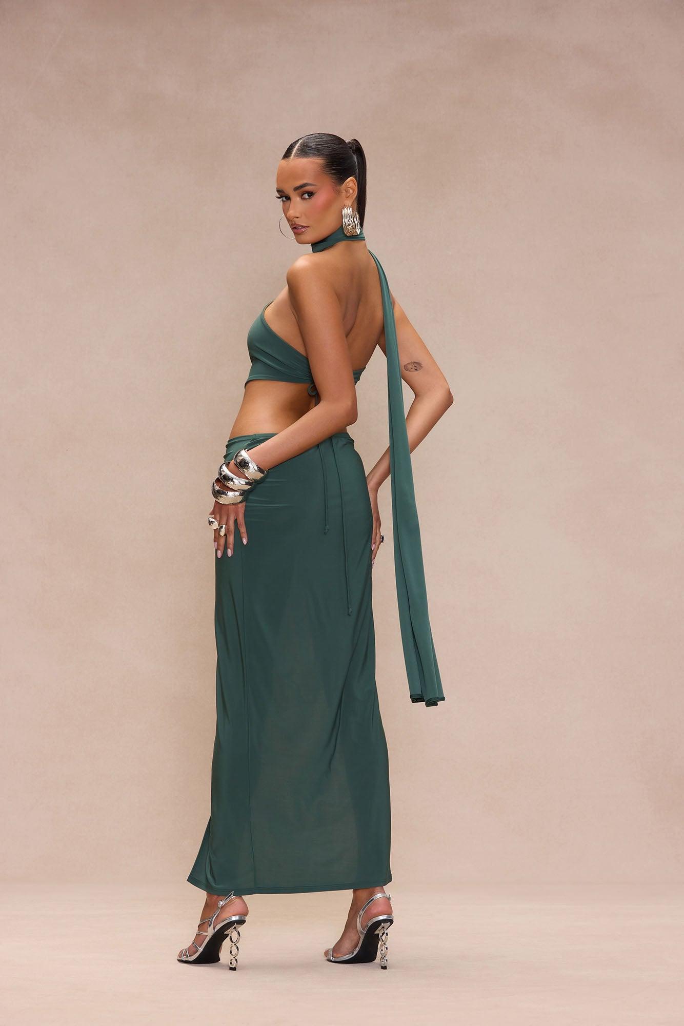 Bali Nights Cut Out Maxi Dress - Olive Product Image