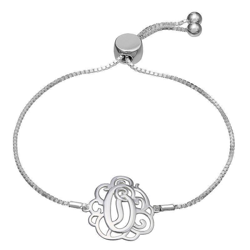 PRIMROSE Sterling Silver Monogram Initial Adjustable Bracelet, Womens, Sterling O Product Image