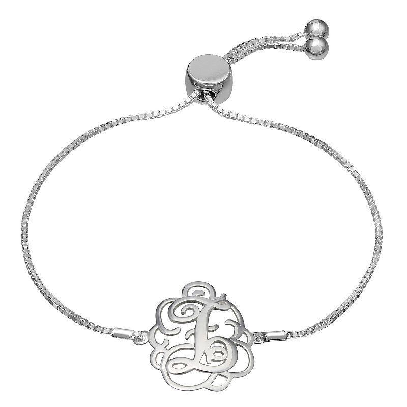 PRIMROSE Sterling Silver Monogram Initial Adjustable Bracelet, Womens, Sterling O Product Image