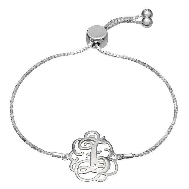 PRIMROSE Sterling Silver Monogram Initial Adjustable Bracelet, Womens, Sterling O Product Image