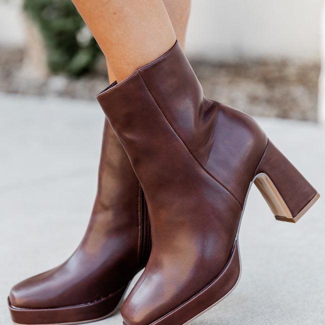 Candace Brown Square Toe Bootie FINAL SALE Product Image