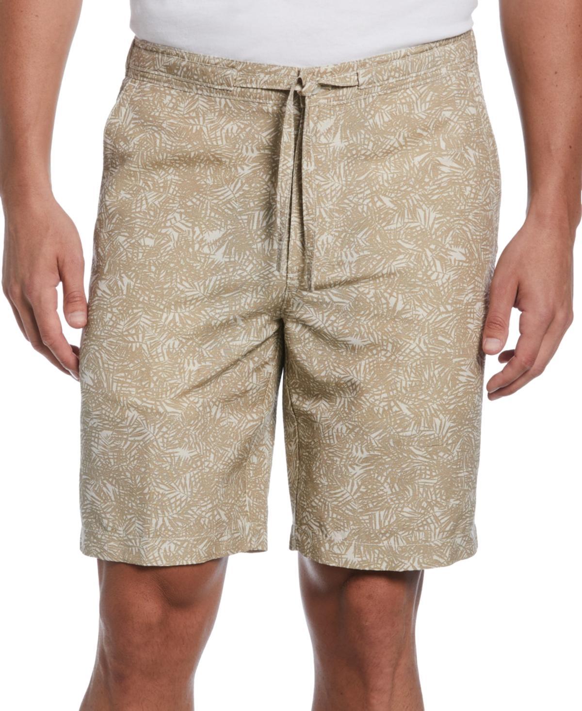 Cubavera Mens Tonal Tropical-Print Linen Blend 9 Drawstring Shorts Product Image