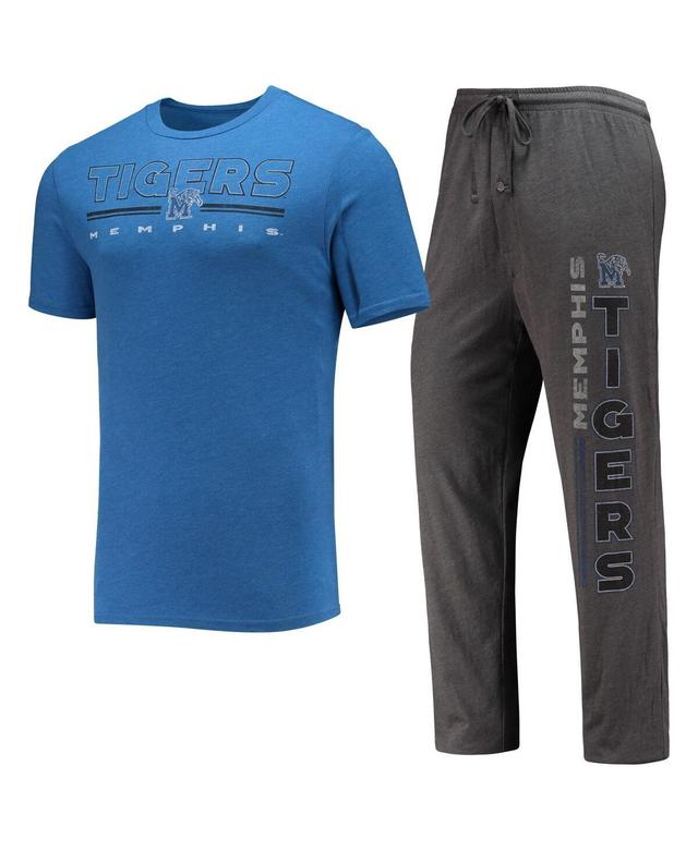 Mens Concepts Sport Heathered Charcoal/Royal Memphis Tigers Meter T-Shirt & Pants Sleep Set Product Image