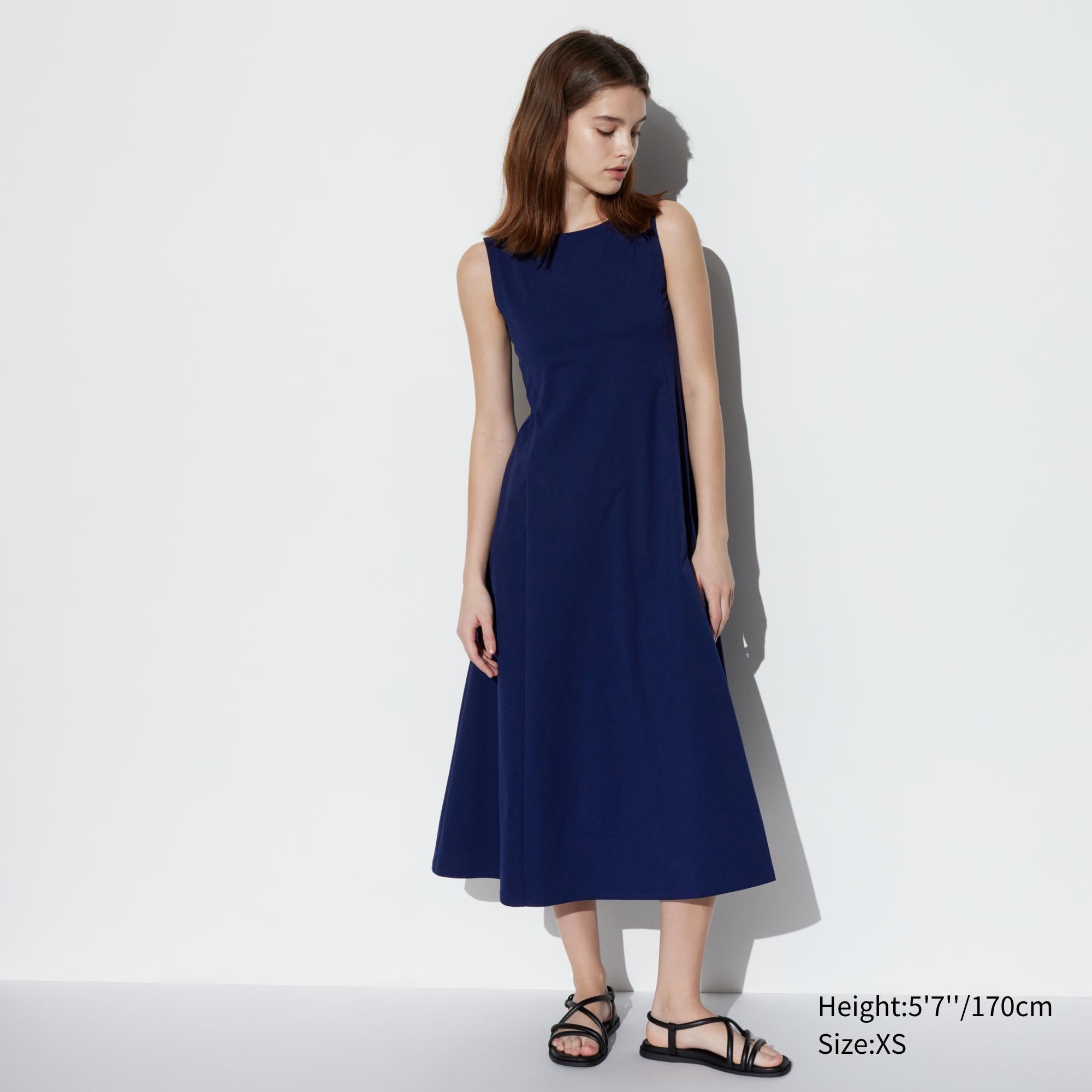 Womens Ultra Stretch Airism Sleeveless Dress with Quick-Drying Navy Small UNIQLO US Product Image