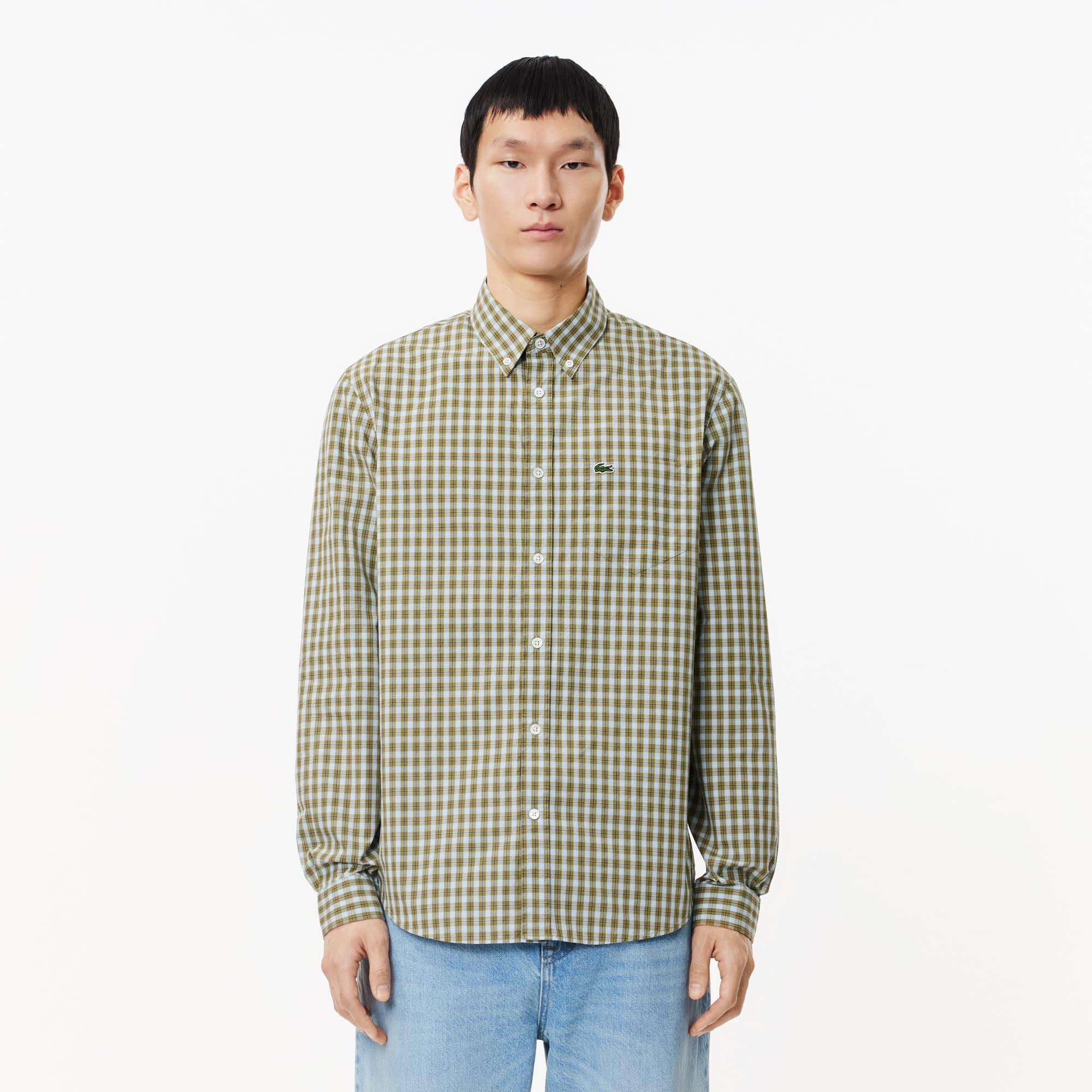 Men's Regular Fit Plaid Poplin Shirt Product Image