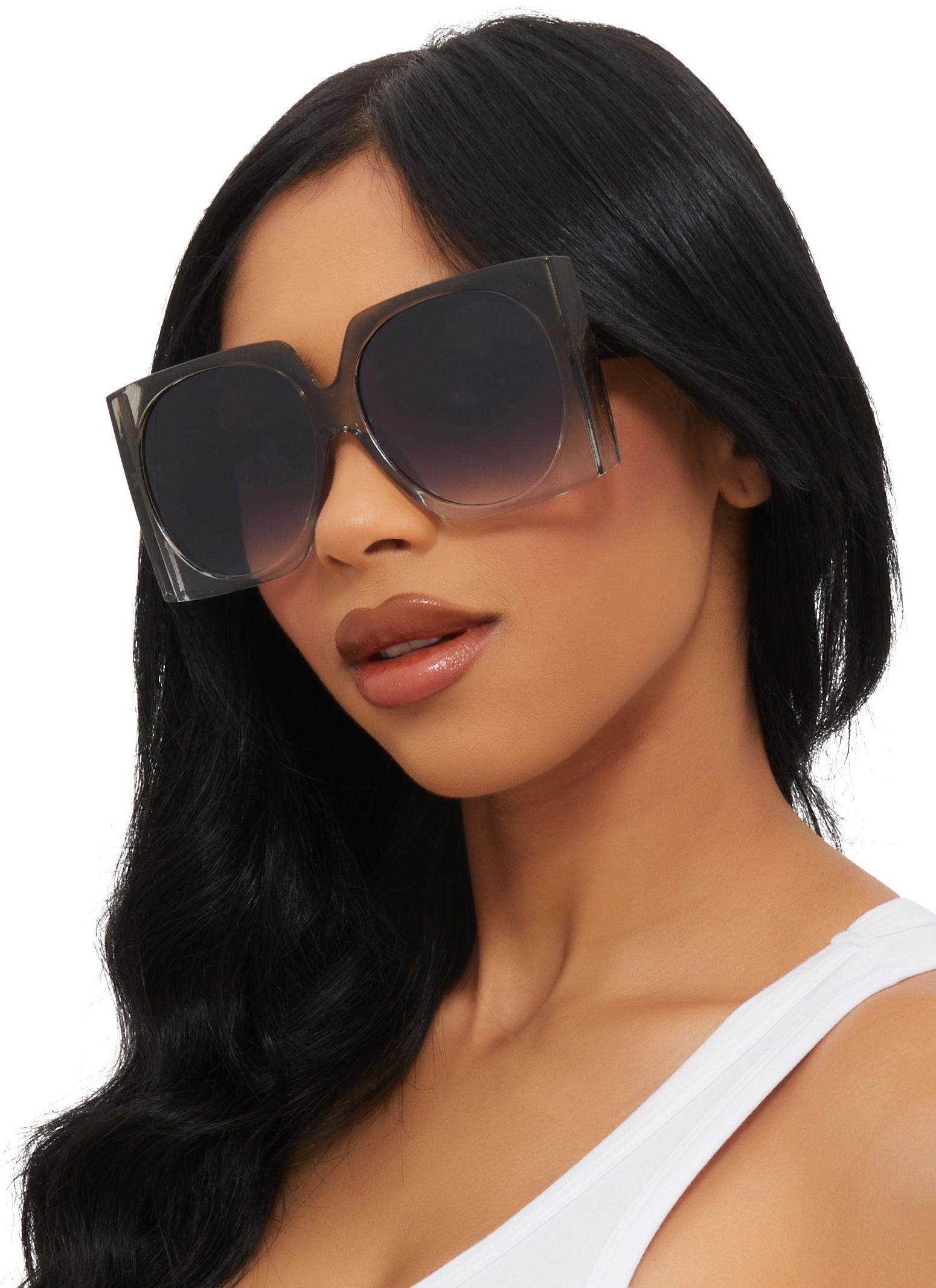 Ombre Clear Frame Oversized Square Sunglasses Female Product Image