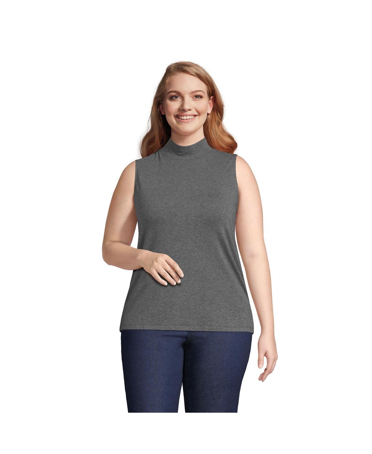 Plus Size Lands End Sleeveless Mock Neck Tank Top, Womens Product Image