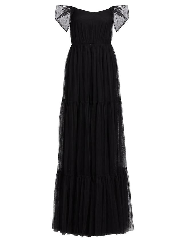 Womens Ginny Tulle Off-the-Shoulder A-Line Gown Product Image